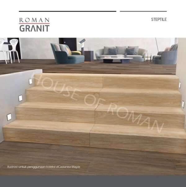 TERMURAH ROMAN GRANIT STEP TILE 30 X 120 BGTB5503 DCASTANEA ANTIQUE - Image 2