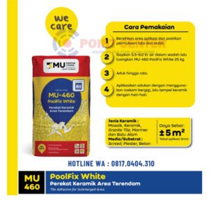 TERMURAH MORTAR UTAMA MU-460 POOLFIX WHITE PEREKAT KERAMIK 25KG