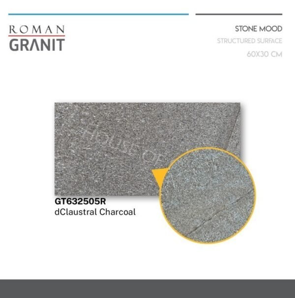 TERMURAH ROMAN GRANIT 30 X 60 GT632505R DCLAUSTRAL CHARCOAL - Image 3