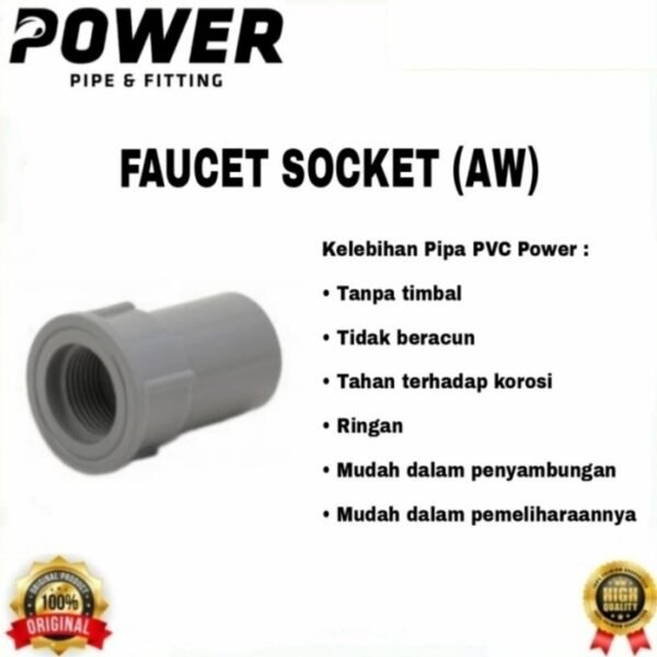 TERMURAH POWER FAUCET SOCKET 1/2" SAMBUNGAN DD (AW) - Image 3