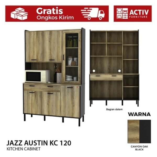 TERMURAH ACTIV FURNITURE JAZZ AUSTIN KC 120 X 185 LEMARI RAK DAPUR - Image 2