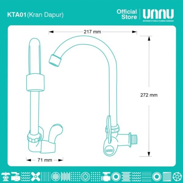 TERMURAH UNNU KTA01 KRAN DAPUR 1/2 INCHI - Image 3