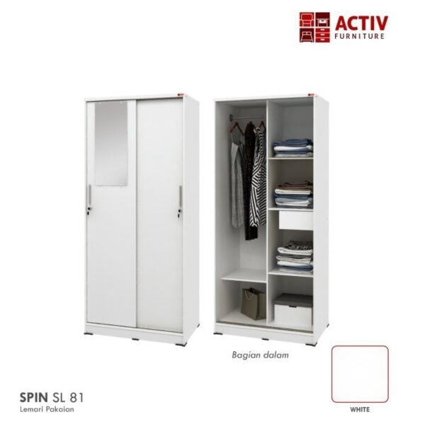 TERMURAH ACTIV FURNITURE SPIN SL 81 LEMARI SLIDING 2 PINTU PLUS CERMIN - Image 2