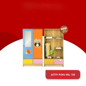 TERMURAH ACTIV FURNITURE POKU BSL 150 LEMARI ANAK 2 PINTU SLIDE KACA