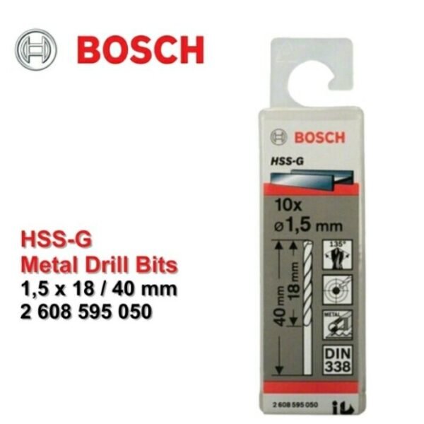 TERMURAH BOSCH MATA BOR HSS-G METAL DRILL BIT 1.5 MM X 10 PCS - Image 2