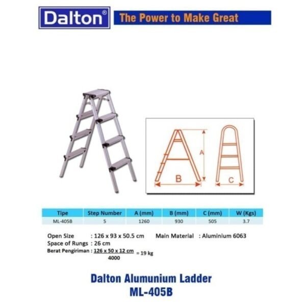 TERMURAH DALTON ML 405 B ALU Tangga Lipat Alumunium 2X5 STEPS 1M - Image 3