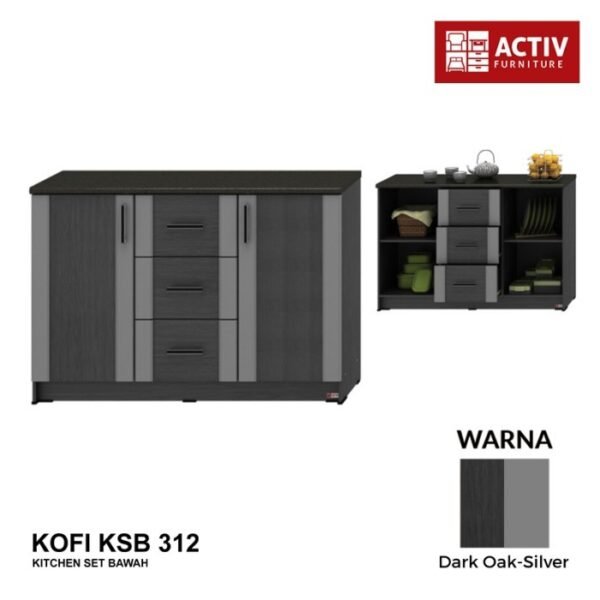 TERMURAH ACTIV FURNITURE KOFI KSB 312 LEMARI DAPUR BAWAH 3 PINTU - Image 2