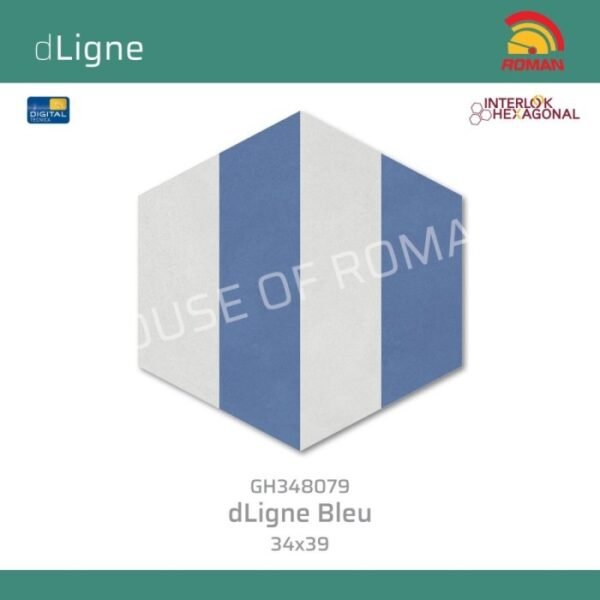 TERMURAH ROMAN HEXAGONAL 34 X 39 GH348079 dLigne Bleu