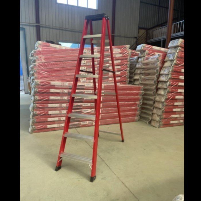 TERMURAH DENKO Tangga Lipat Fiberglass FEL 108 8 Steps 2.4 Mtr MERAH - Image 2