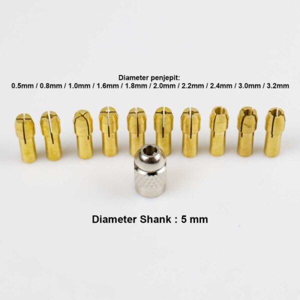 TERMURAH TAFFWARE CHUCK MATA BOR DRILL BRASS COLLET 11PCS - DMPJ-31 - Image 3