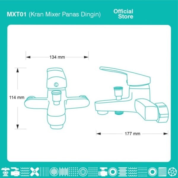 TERMURAH KRAN MIXER PANAS DINGIN UNNU KRAN MIXER MXT01 - Image 2