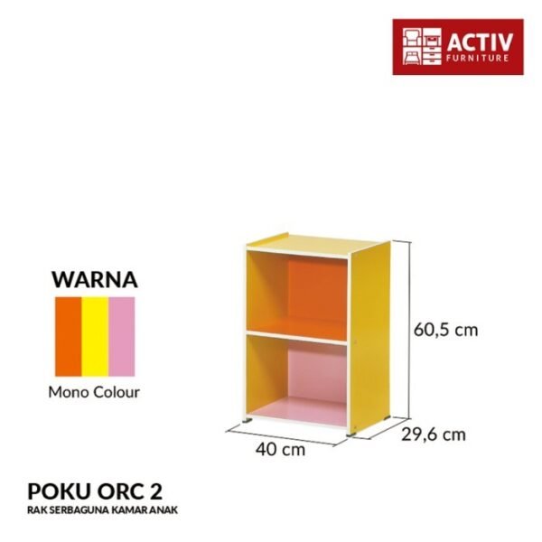 TERMURAH ACTIV FURNITURE POKU ORC 2 LEMARI RAK BUKU 2 SUSUN 40 X 60 CM - Image 2