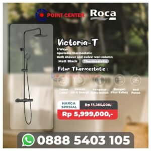 TERMURAH ROCA VICTORIA - T SHOWER SET COLUMN MATT BLACK