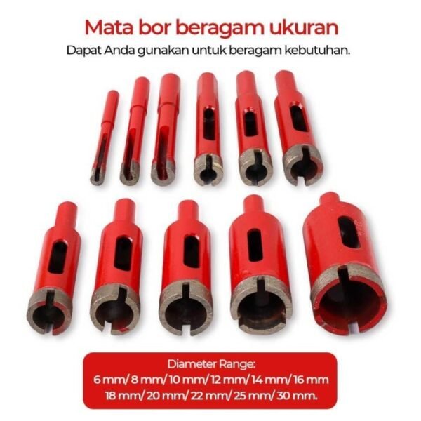TERMURAH TAFFWARE MATA BOR BIT 6MM-30MM 11 PCS - V12 - Image 2