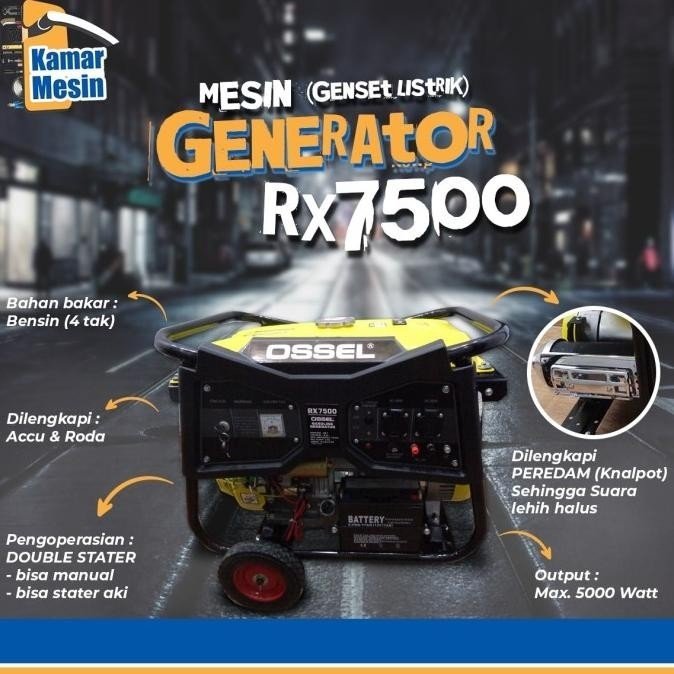 TERMURAH GENERATOR RX 7500 5000 WATT OSSEL GENSET 5000 WATT - Image 2