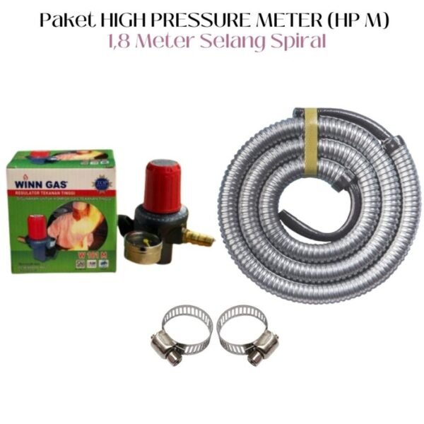 TERMURAH WINN GAS PAKET REGULATOR SELANG FLEXIBLE 1,8M HIGH PRESSURE M