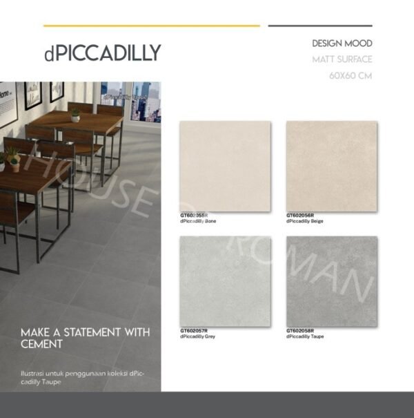 TERMURAH ROMAN GRANIT 60 X 60 GT602058R DPICCADILLY TAUPE - Image 4