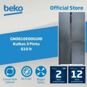 TERMURAH BEKO  GNO610E00GUID Kulkas 610L 3 Door SBS, Glass Door