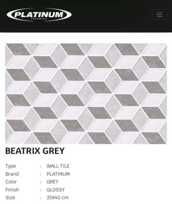 TERMURAH PLATINUM KERAMIK 25/40 BEATRIX GREY EMBOSSED - Image 2