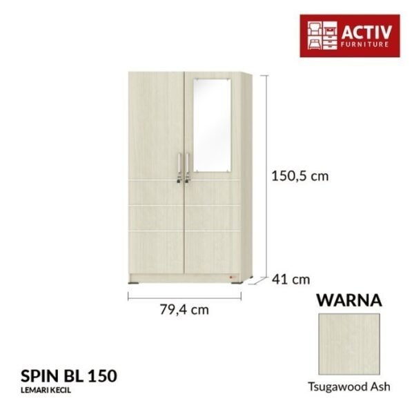 TERMURAH ACTIV FURNITURE SPIN BL 150 LEMARI CERMIN PAKAIAN ANAK - Image 2