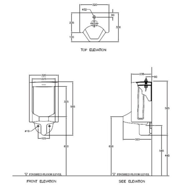 TERMURAH WASSER UR 140 G URINAL / URINOIR TOP INLET - Image 2