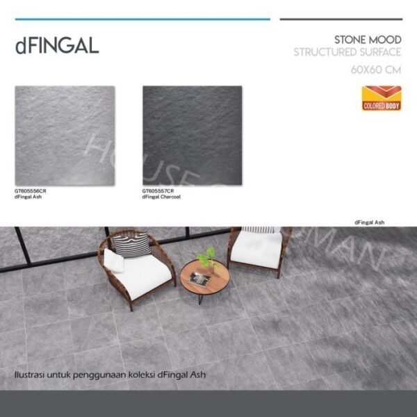 TERMURAH ROMAN GRANIT 60 X 60 GT605556CR DFINGAL ASH - Image 4