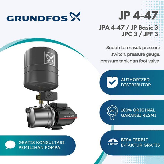 TERMURAH SEMI STAINLESS GRUNDFOS JP 4-47 PT-V