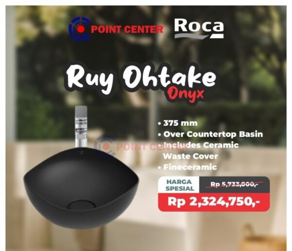 TERMURAH ROCA PROMO WASTAFEL DI ATAS MEJA RUY OHTAKE A3 ONYX 375 MM