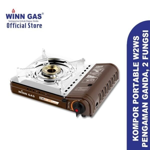 TERMURAH WINN GAS KOMPOR PORTABLE W2WS DOUBLE SAFETY 2 FUNGSI COKLAT