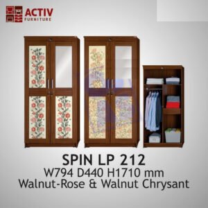 TERMURAH ACTIV FURNITURE SPIN LP 212 LEMARI PAKAIAN 2 PINTU KACA MOTIF