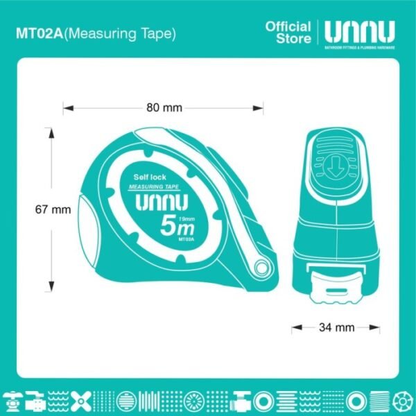 TERMURAH UNNU METERAN MEASURING TAPE - MT02A 5 METER - Image 3