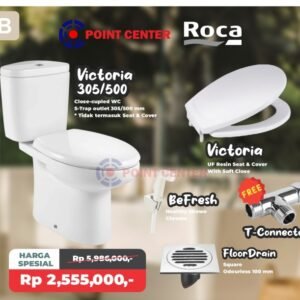 TERMURAH ROCA CLOSET VICTORIA 500 EL SOFT CLOSED + WASTAFEL MEJA BOL
