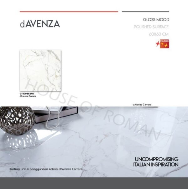TERMURAH ROMAN GRANIT 60 X 60 GT609852FR DAVENZA CARRARA (GLOSS) - Image 2