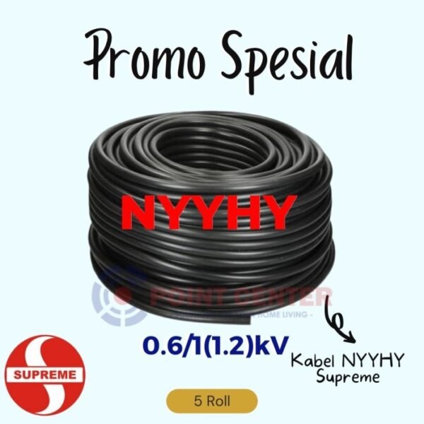 TERMURAH PROMO KABEL SUPREME NYYHY 3 X 4 PER ROLL 100M INDUSTRI