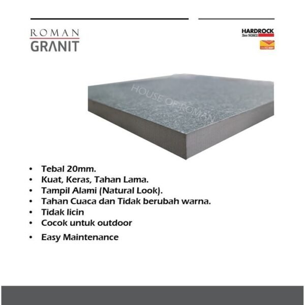 TERMURAH ROMAN GRANIT HARDROCK 30 X 30 TGT338054CR DPLUTONIC ANTRACITE - Image 3