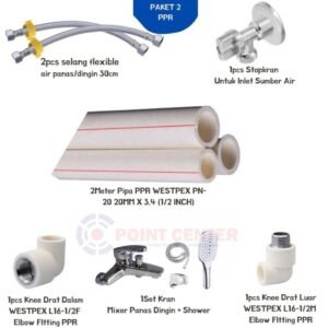 TERMURAH KELENGKAPAN WATER HEATER/AKSESORIS/SELANG FLEXIBLE PAKET 2PPR