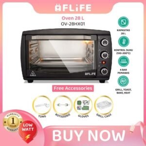 TERMURAH FLIFE OVEN LISTRIK OV-28HX01 KAPASITAS 28L 4 ELEMEN PEMANAS