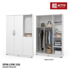 TERMURAH ACTIV FURNITURE SPIN LPM 330 LEMARI PAKAIAN 3 PINTU MEJA KACA