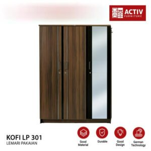 TERMURAH ACTIV FURNITURE KOFI LP 301 LEMARI PAKAIAN 3 PINTU KACA