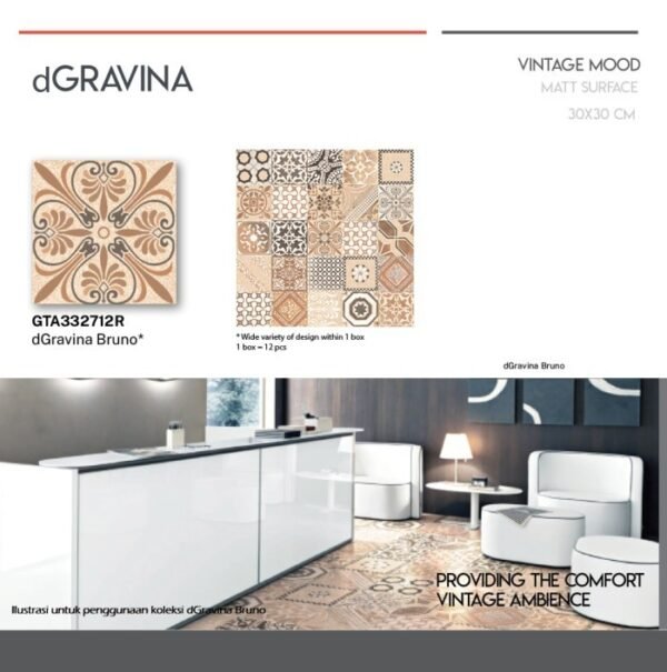 TERMURAH ROMAN GRANIT 30 X 30 GTA332712R DGRAVINA BRUNO - Image 3