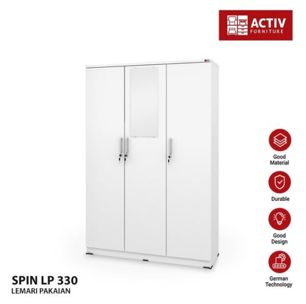 TERMURAH ACTIV FURNITURE SPIN LP 330 LEMARI PAKAIAN 3 PINTU MEJA KACA - Image 3