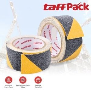 TERMURAH TAFFWARE TAFFPACK LAKBAN TAPE 5 M X 5 CM HK Black/Yellow