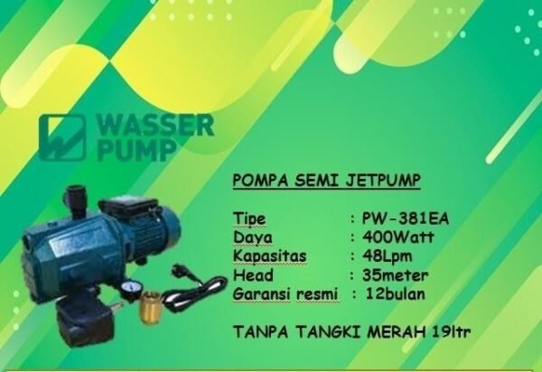 TERMURAH WASSER PW 381 EAWT Pompa Semi Jet Pump (Tanpa Tabung)