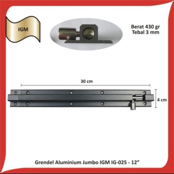 TERMURAH IGM IG 025 GRENDEL PINTU SLOT JENDELA KUNCI KAMAR 12 INCH