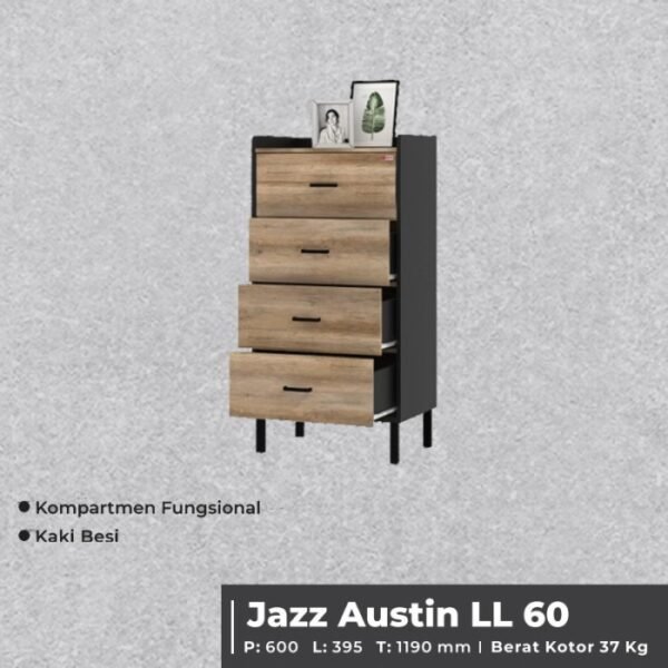 TERMURAH ACTIV FURNITURE JAZZ AUSTIN LL 60 LEMARI LACI RAK 4 SUSUN - Image 2