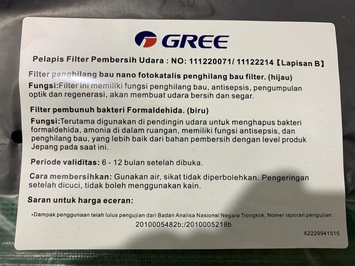 TERMURAH FILTER AC GREE ORIGINAL / FILTER AC SPLIT - Image 4