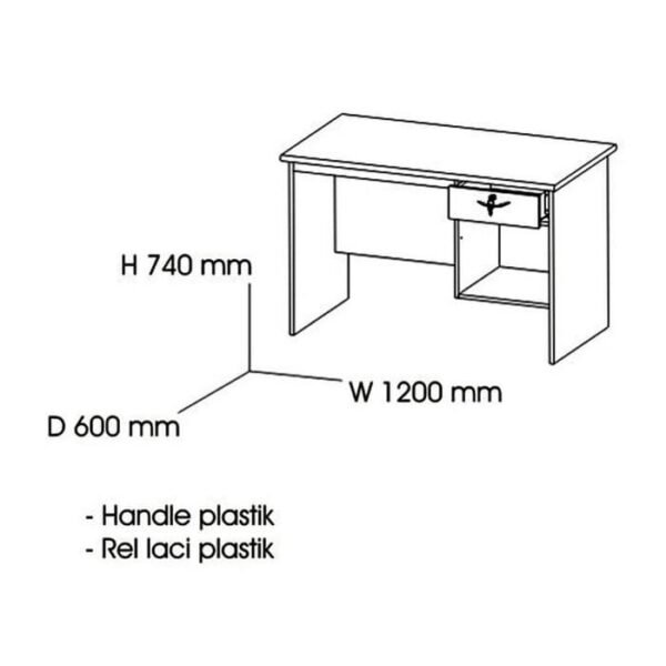 TERMURAH ACTIV FURNITURE VINO MT 120 X 75 CM MEJA TULIS SETENGAH BIRO - Image 2