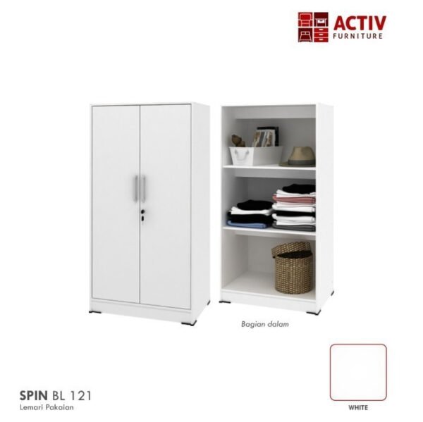 TERMURAH ACTIV FURNITURE SPIN BL 121 LEMARI PAKAIAN KECIL MODERN PUTIH - Image 2
