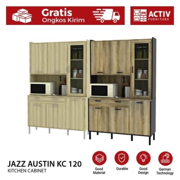 TERMURAH ACTIV FURNITURE JAZZ AUSTIN KC 120 X 185 LEMARI RAK DAPUR - Image 4