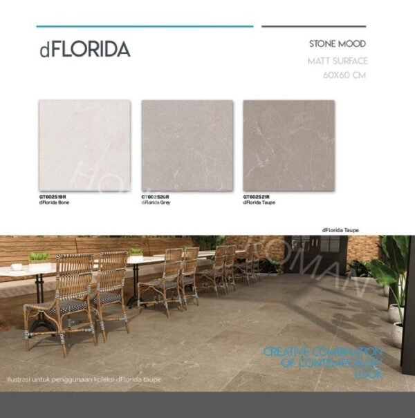 TERMURAH ROMAN GRANIT 60 X 60 GT602521R DFLORIDA TAUPE - Image 3